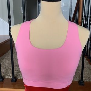 Fabletics Kessler Medium Impact Athletic Sports Bra Pink and Red